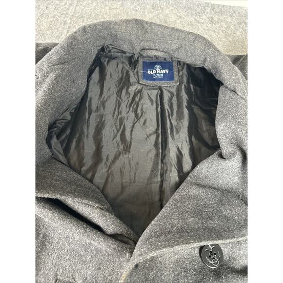 Old Navy Wool Blend Double Breasted Pea Coat Womens Sz XL Fully Lined Charcoal - Picture 8 of 16